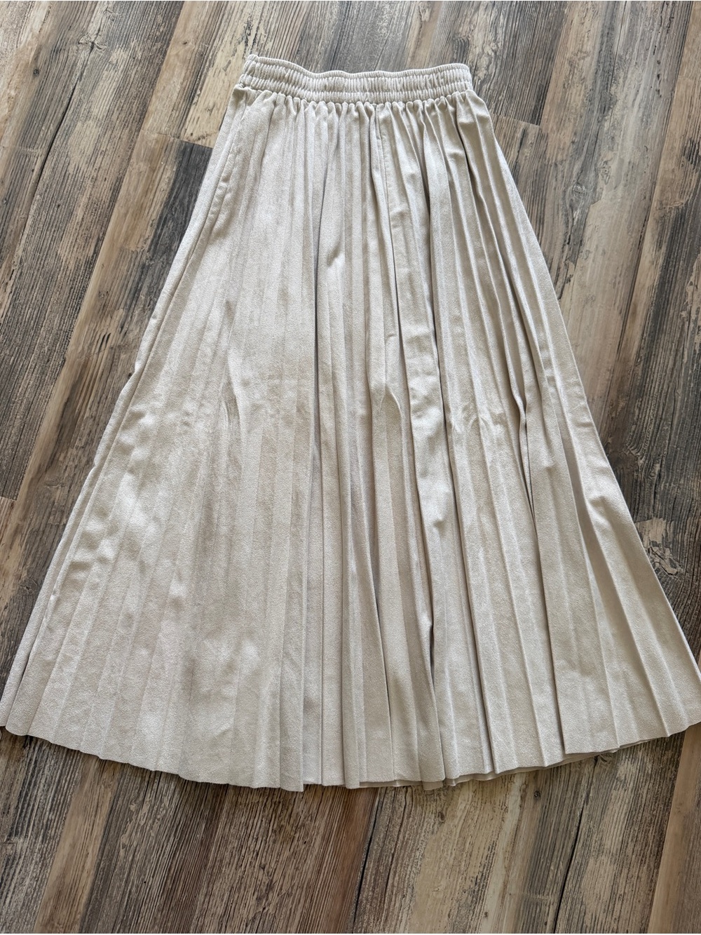 Pleated Cream Maxi Skirt
